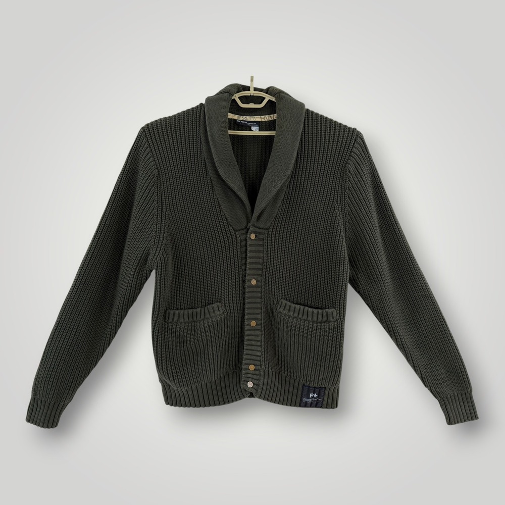 Rocawear Mens Olive Green Shawl Collar Cardigan Sweater 3XL Cotton 002RW-093780